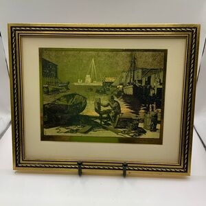 Gold Foil Etching Vintage "Purdy's Basin" By Lionel Barrymore